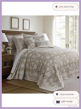 King Bedspread Set Cotton Floral Botanical 3-Piece Reversible Bedding